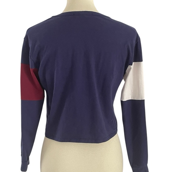 Gaze * Navy and Burgundy Colorblock Long Sleeve Tee * Size XS - Picture 4 of 8